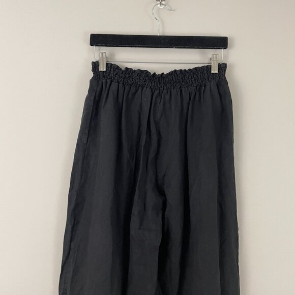 Johnny Was Black Linen Wide Leg Eyelet Pull On Pants Size Medium - Picture 7 of 7
